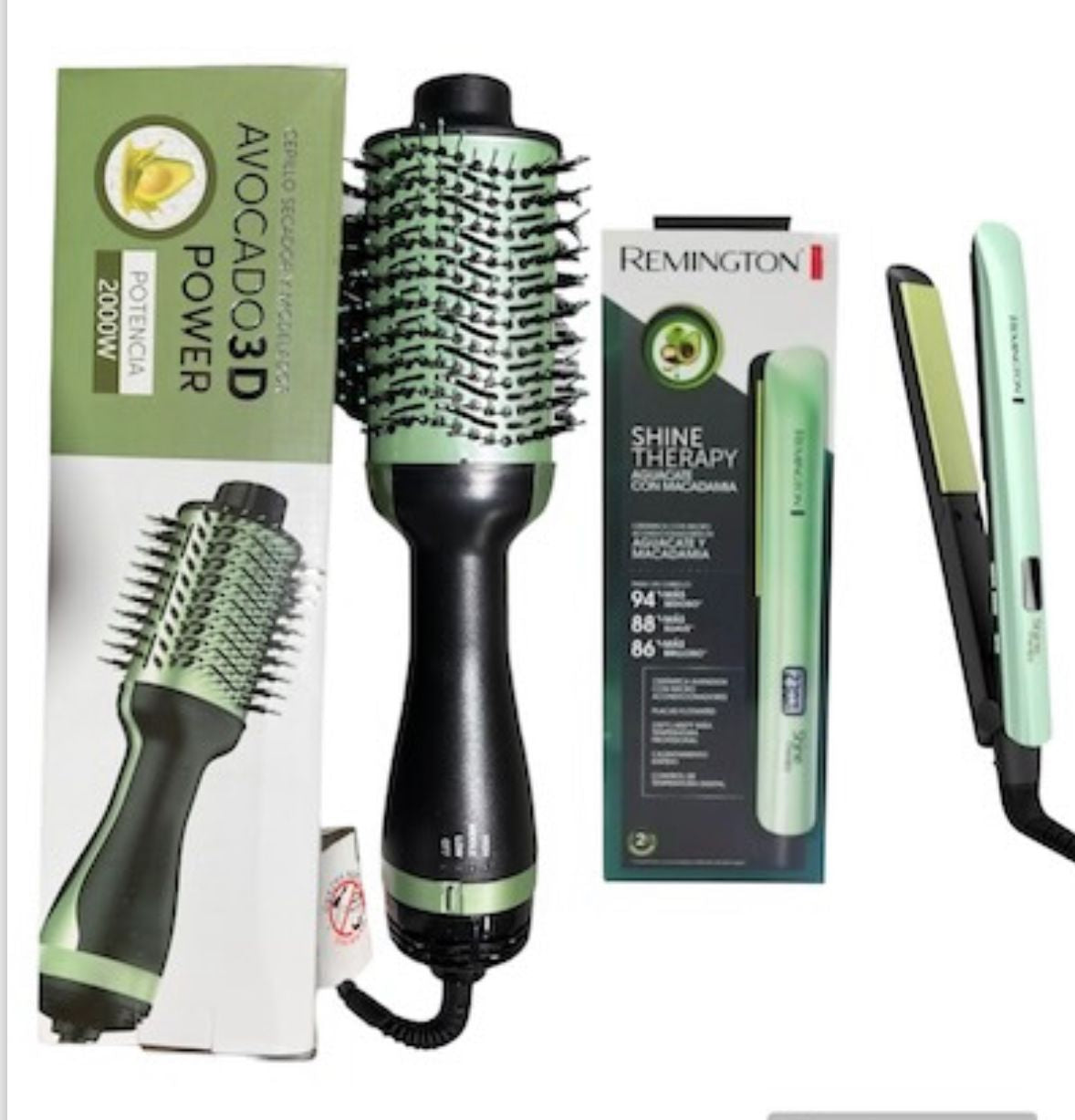 Combo Cepillo Secador Aguacate + Plancha Remlton Aguacate